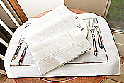 linen placemats, linen napkins, linen hemstitch placemats, linen hemstitch napkins