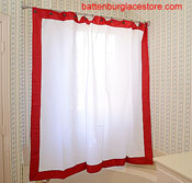 Shower Curtains, Shower Curtain Red Border, shower curtain hemstitch